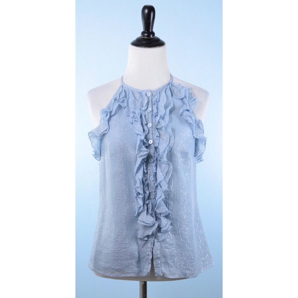 NANETTE LEPORE blue metallic top NEW